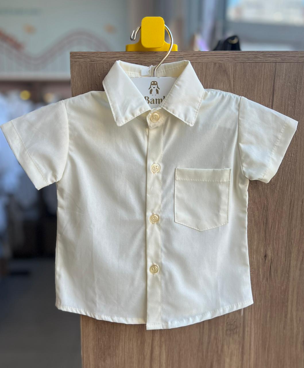 CAMISA MANGA CURTA BOLSO BÁSICA LISA MENINO LUI BAMBINI - AMARELO