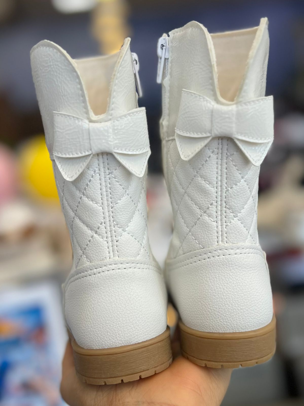 BOTA TEXANA ZÍPER BORDADO LAÇO BOIADEIRA COWGIRL MENINA XUÁ XUÁ - BRANCO