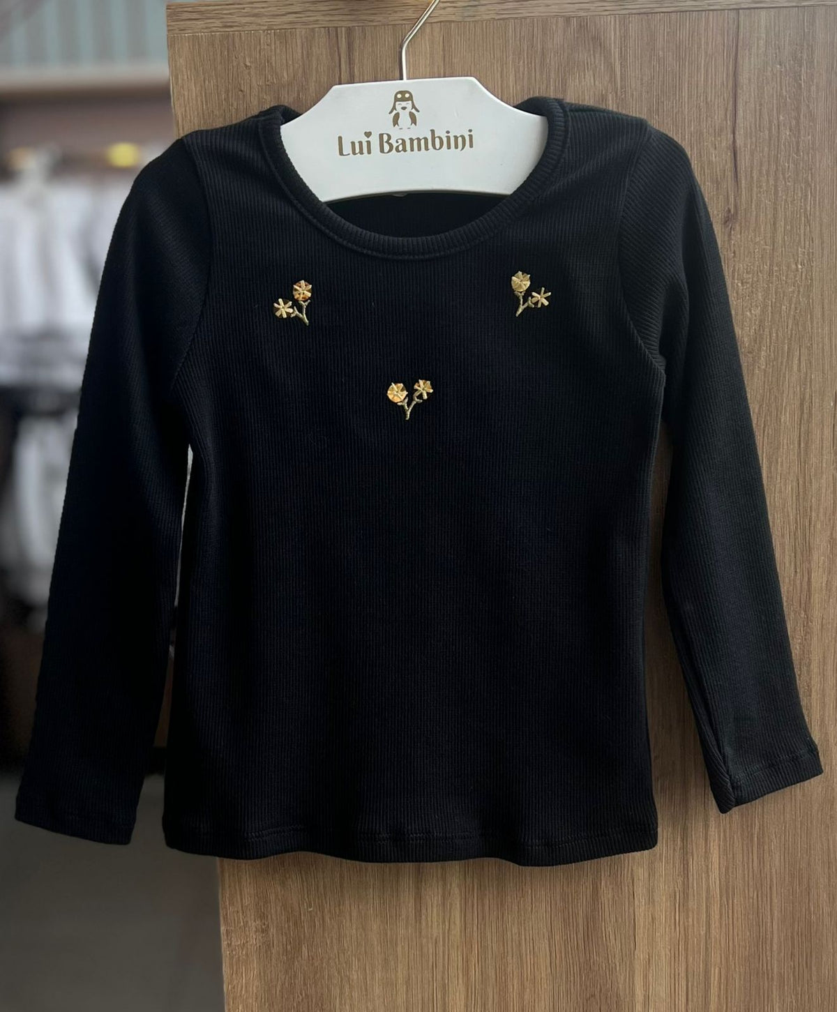 BLUSA MANGA LONGA CANELADO FLORES MENINA PULLA BULLA - PRETO