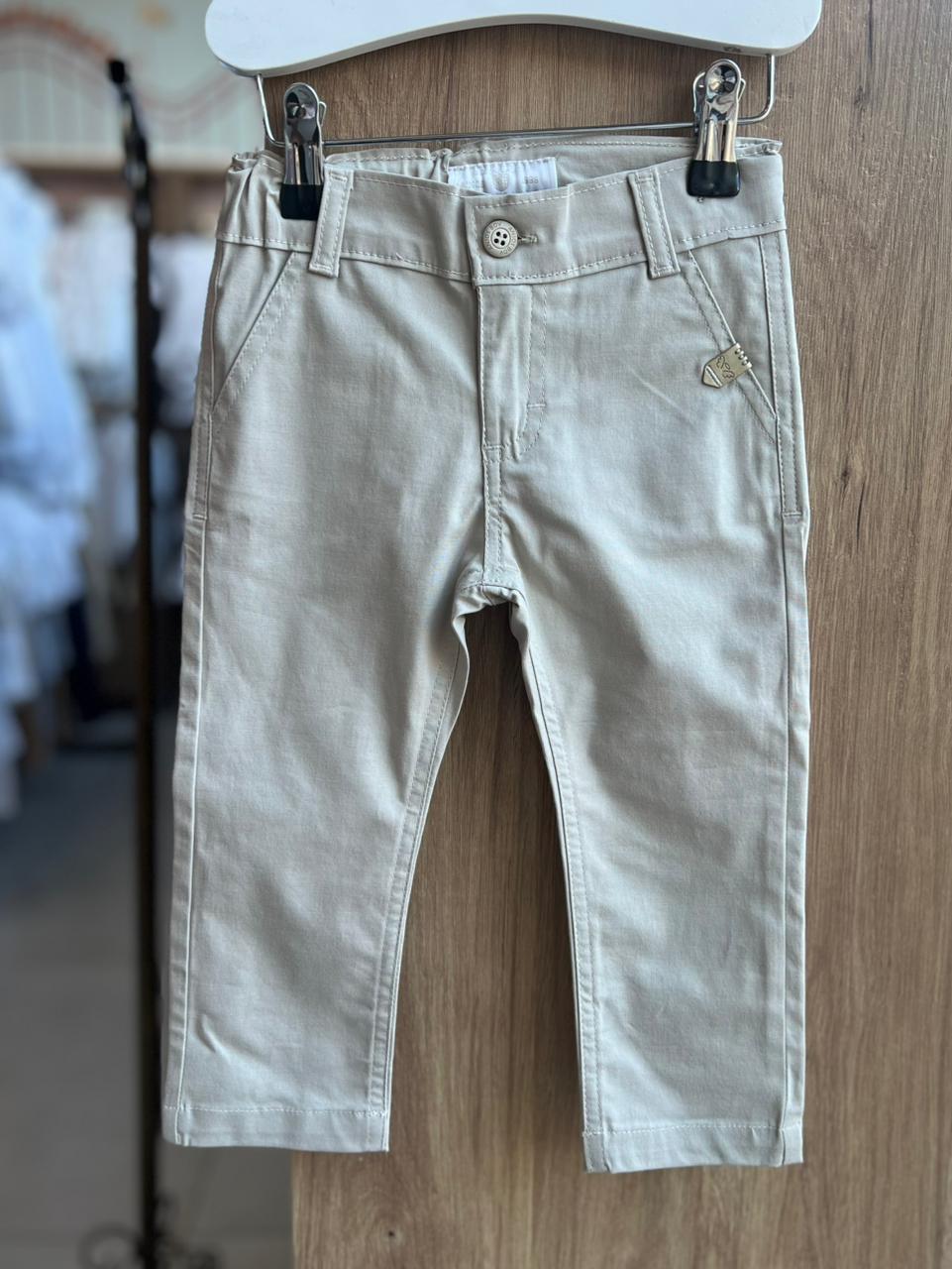 CALÇA BOLSO FACA AJUSTE INTERNO CLÁSSICA SARJA LISA BÁSICA MENINO ANJOS BABY - CINZA CLARO