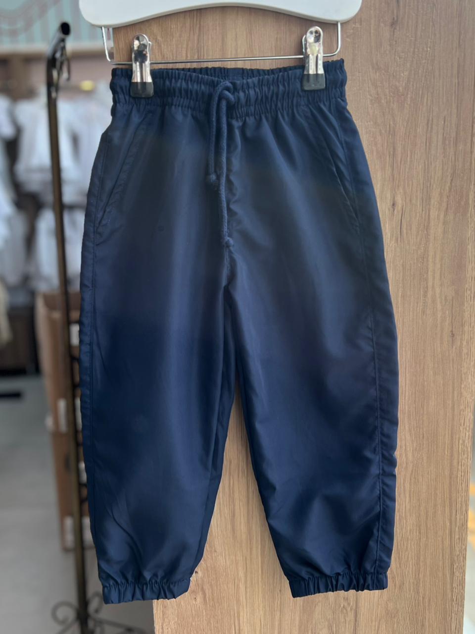 CALÇA CADARÇO JOGGER TACTEL LISA BÁSICA ELÁSTICO CÓS CORTA VENTO MENINO HAVE FUN - MARINHO
