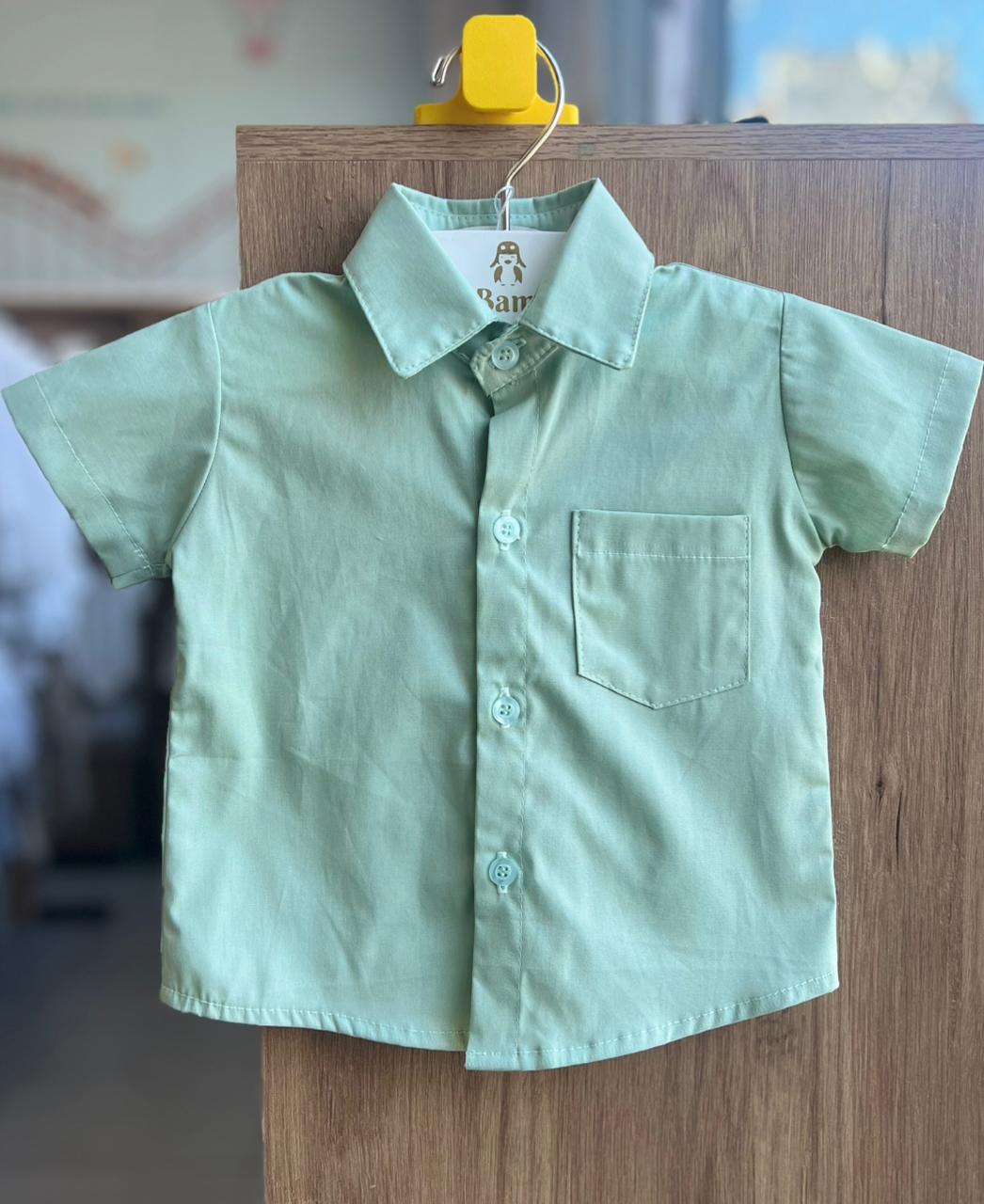 CAMISA MANGA CURTA BOLSO BÁSICA LISA MENINO LUI BAMBINI - VERDE