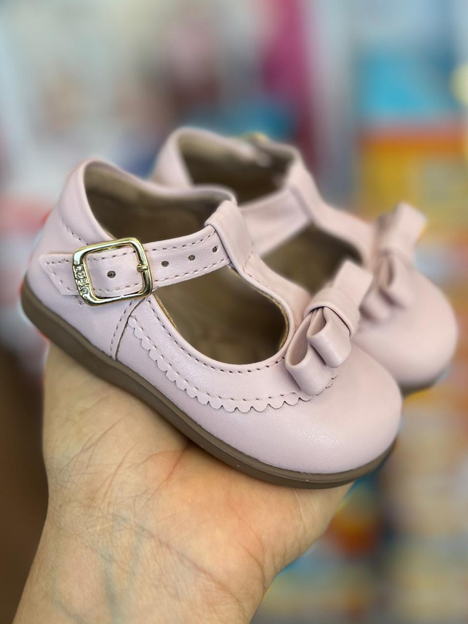 SAPATO SAPATILHA RETRÔ NAPA PARIS FECHO METÁLICO LAÇO MENINA LUI BAMBINI - ROSE