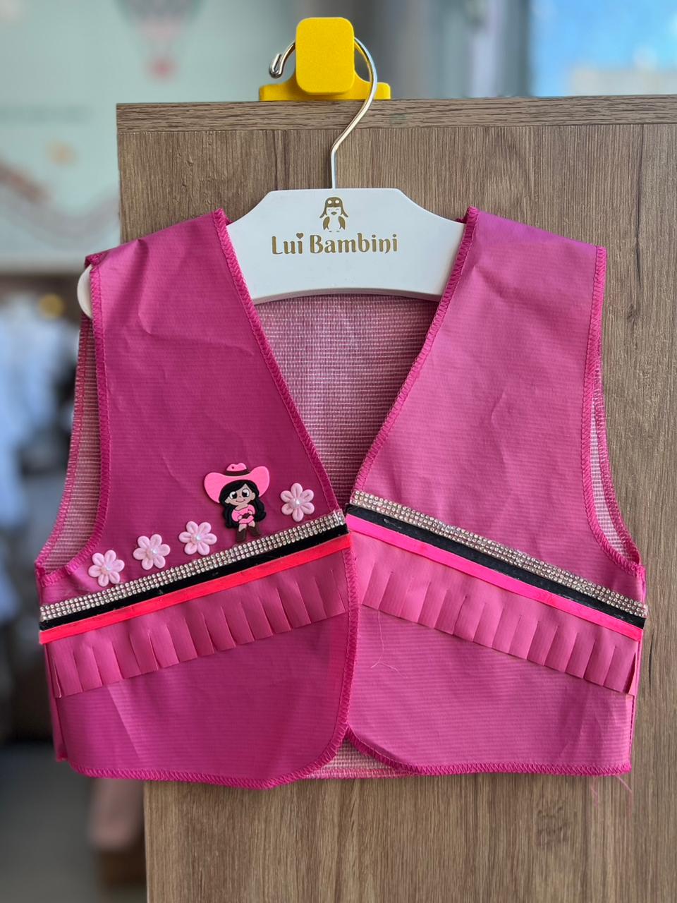 COLETE REGATA ABERTO FESTA JUNINA COWGIRL BOIADEIRA MENINA LUI BAMBINI - ROSA
