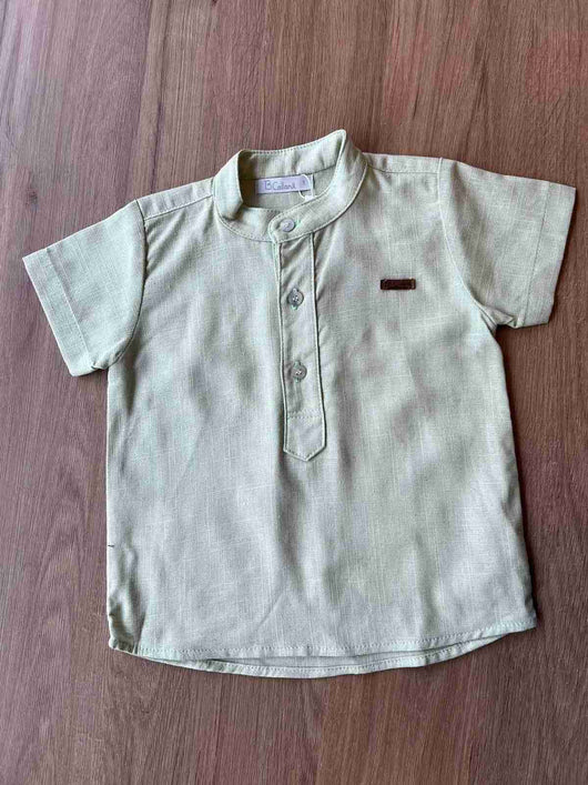 CAMISA MANGA CURTA BATA GOLA PADRE LISA BOTÕES MENINO BARBARA KIDS