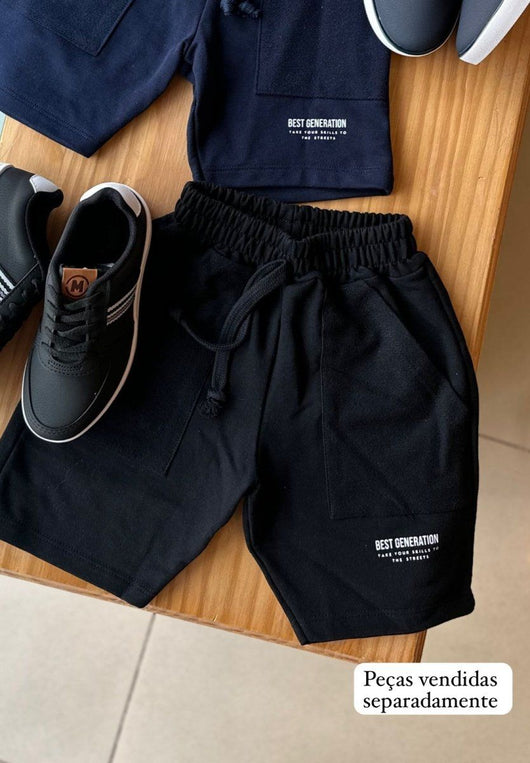 BERMUDA EM MOLETINHO COM BOLSOS E CORDÃO BEST GENERATION MENINO FAKINI