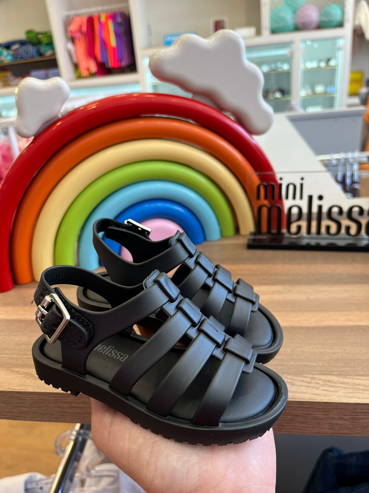 SANDÁLIA MINI MELISSA FLOX FOSCA COM VELCRO MENINA MELISSA