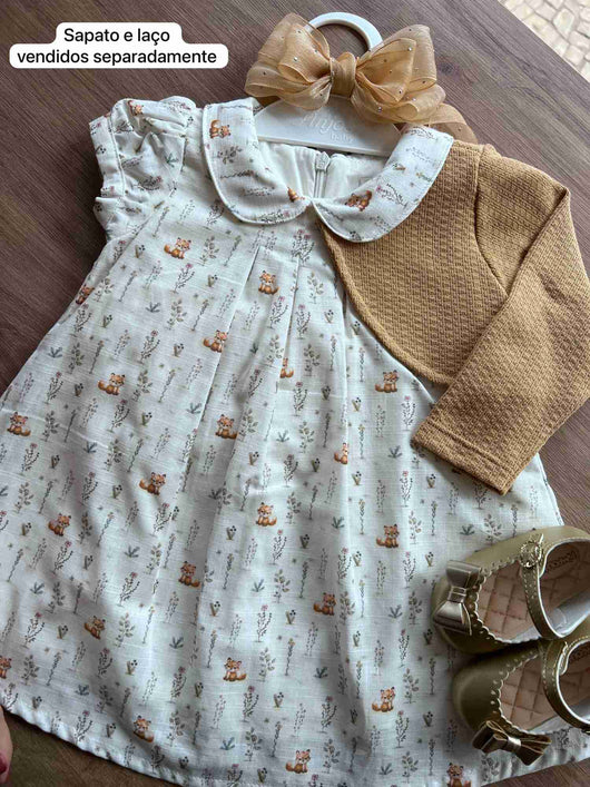 VESTIDO MANGA CURTA MAQUINETADO COLETE MENINA ANJOS BABY