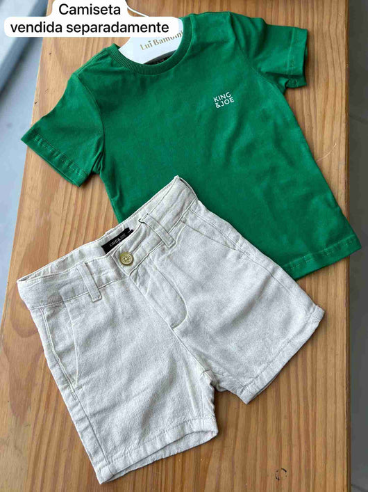 BERMUDA BÁSICA LINHO COM BOLSOS MENINO KING&JOE