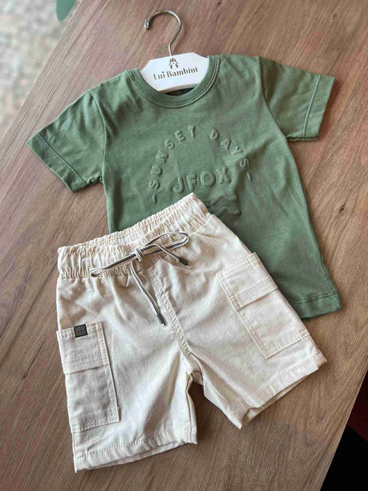 CONJUNTO MANGA CURTA CAMISETA E BERMUDA MENINO JOHNNY FOX