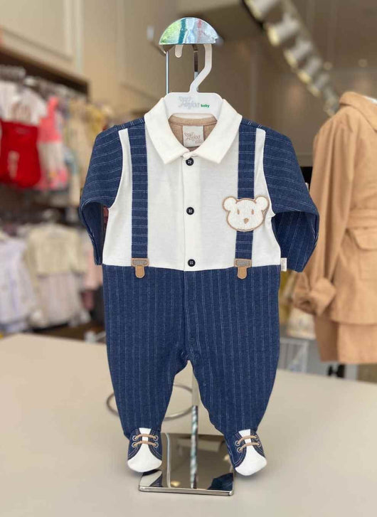MACACAO MOLETINHO MANGA LONGA URSO LISTRADO MENINO ANJOS BABY PRO45
