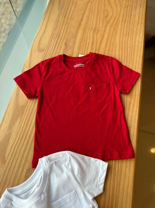 CAMISETA MANGA CURTA COM BOLSO EM MEIA MALHA MENINO ONDA MARINHA