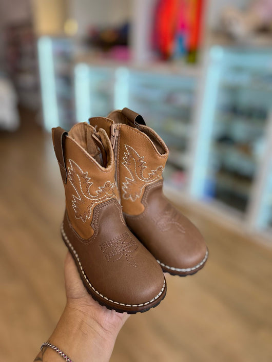 BOTA TEXANA WESTERN COM ZÍPER LATERAL E SOLADO EMBORRACHADO MENINO XUA XUA