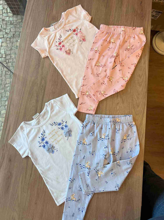 CONJUNTO MANGA CURTA FLORES E CALÇA LEGGING MENINA PULLA BULLA
