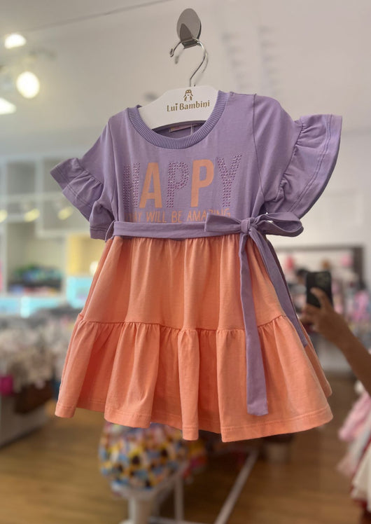 VESTIDO MANGA CURTA BABADO COM CINTO FAIXA HAPPY STRASS MENINA MON SUCRE 40PRO50