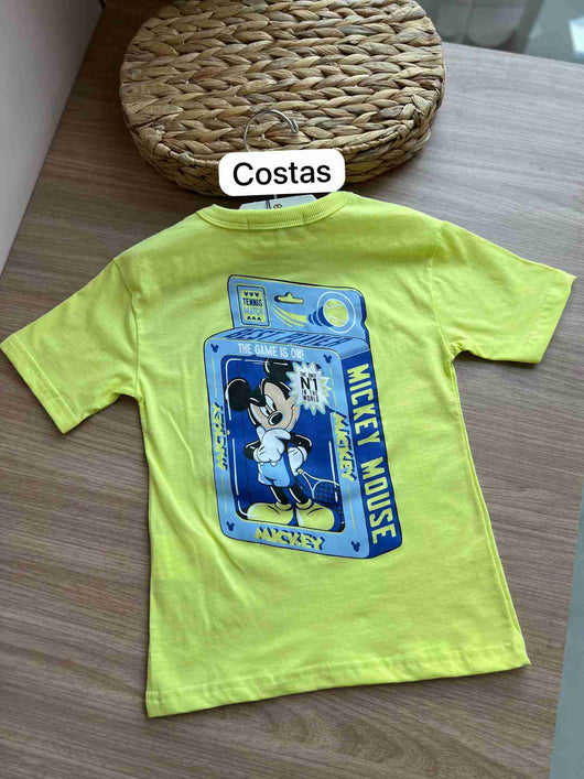 CAMISETA MANGA CURTA MICKEY MOUSE DISNEY RAQUETE ESTAMPA COSTA MENINO YOUCCIE