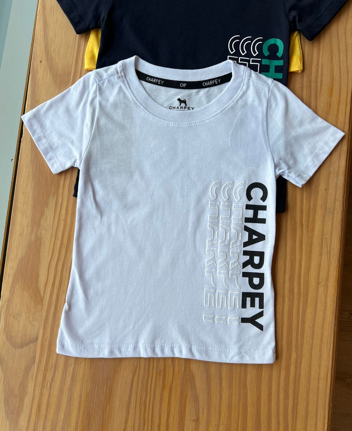 CAMISETA MANGA CURTA GOLA REDONDA COM RELEVO MENINO CHARPEY