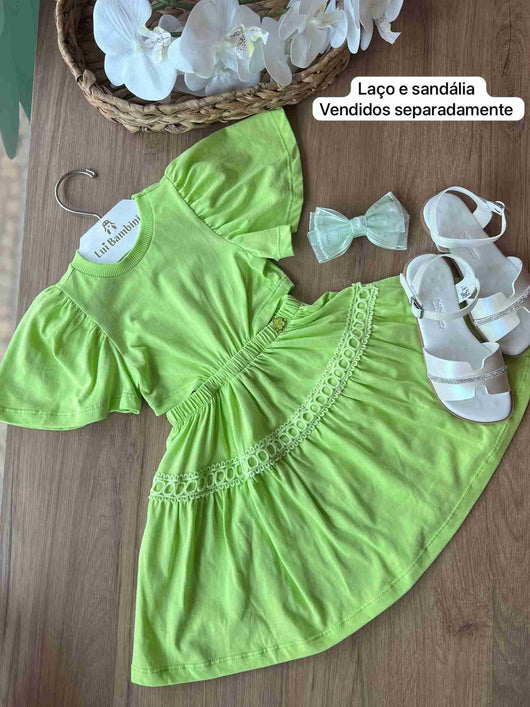 VESTIDO MANGA CURTA ABERTURA PINGENTE MENINA MOMI PRO30