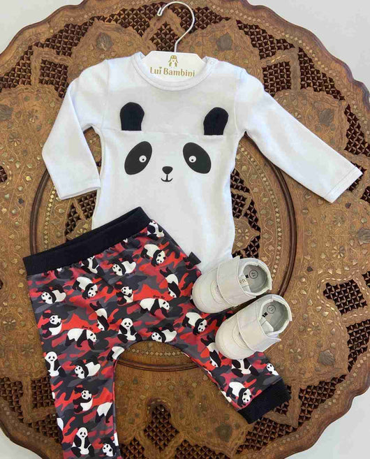CONJUNTO BODY MANGA LONGA E CALÇA PANDAS MENINO GROW UP PRO45
