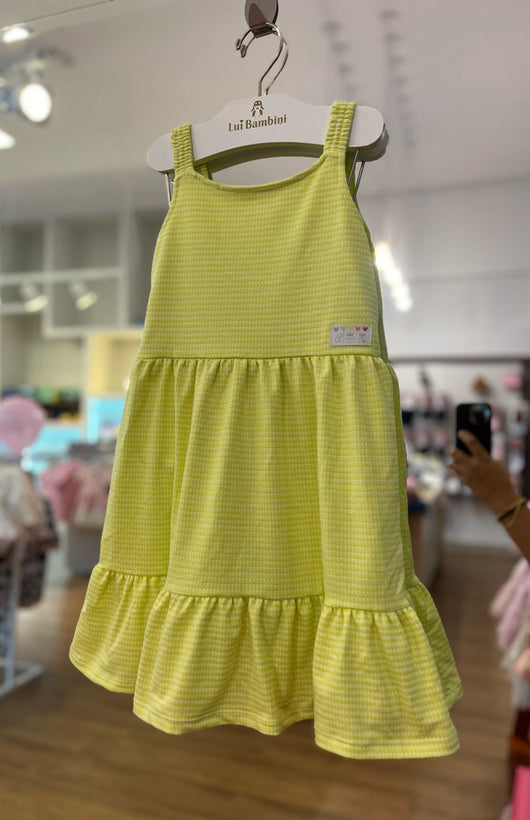 VESTIDO DE ALCA COM ELASTICO QUADRICULADO CORACOES MENINA ABRANGE