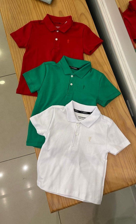 CAMISA MANGA CURTA POLO EM SUEDINE COM BORDADO E BOTÕES MENINO ONDA MARINHA