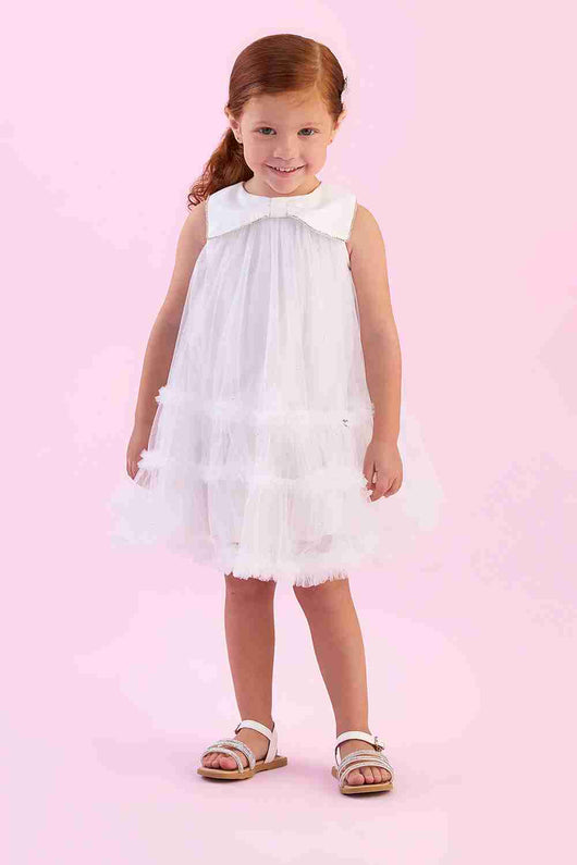 VESTIDO REGATA GOLA LAÇO STRASS TULE GLITTER MENINA PETIT CHERIE