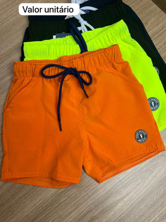 BERMUDA BOLSO CORDÃO ELÁSTICO CÓS NYLON PRAIA AUTHENTIC MENINO ONDA MARINHA