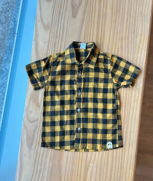 CAMISA MANGA CURTA XADREZ QUADRICULADA COM GOLA E BOTÕES MENINO LUI BAMBINI