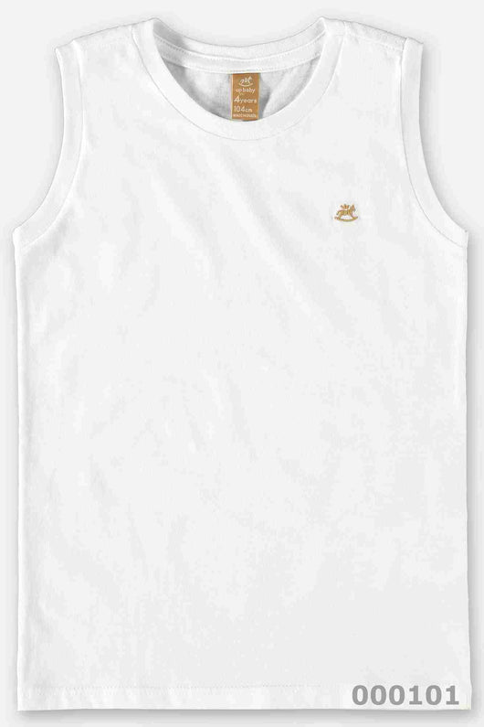 CAMISETA REGATA MEIA MALHA COM BORDADO MENINO UP BABY