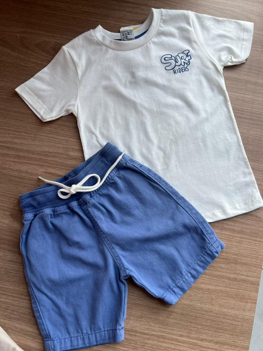 CONJUNTO CAMISETA MANGA CURTA SURF RIDERS E BERMUDA MENINO HAVE FUN