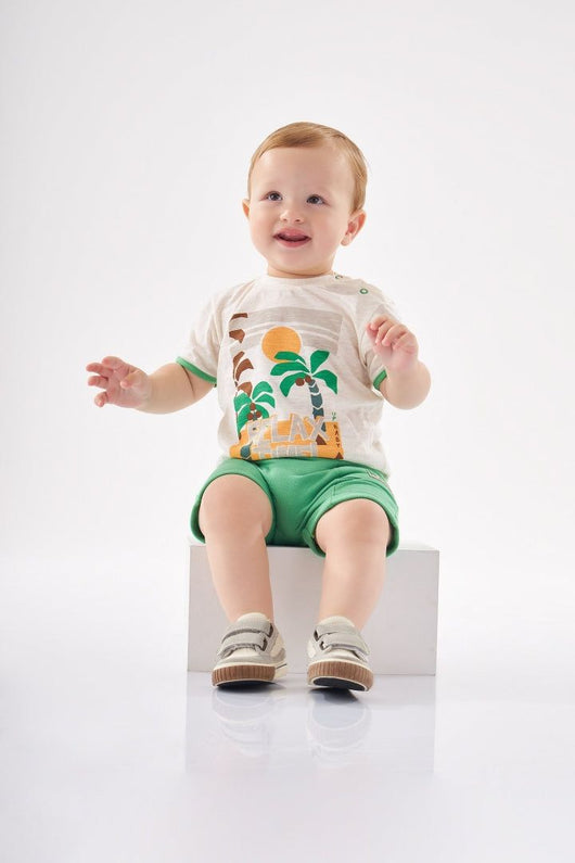 CONJUNTO CAMISETA MANGA CURTA E BERMUDA RELAX TIME COQUEIROS MENINO UP BABY PRO30