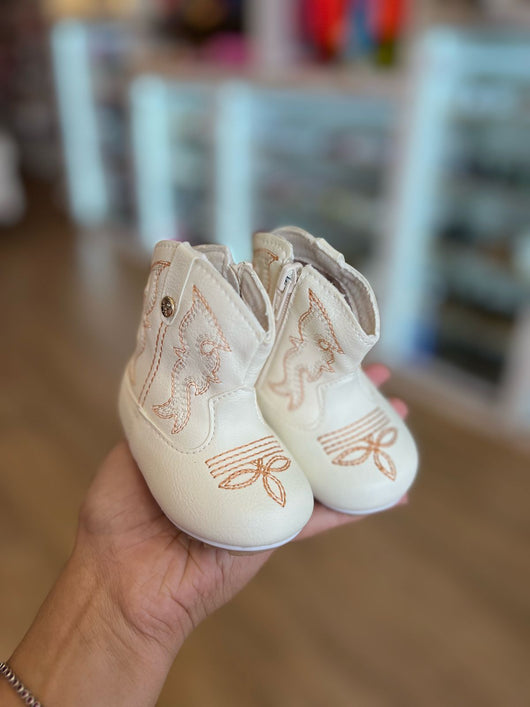 BOTA BABY TEXANA WESTERN COM ZÍPER LATERAL PINGENTE STRASS MENINA XUA XUA PRO40