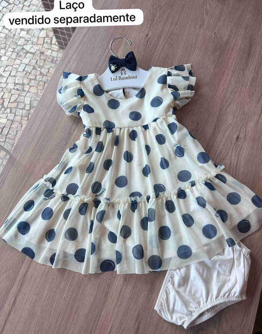 CONJUNTO VESTIDO TULE BOLINHA E CALCINHA MENINA CHARPEY