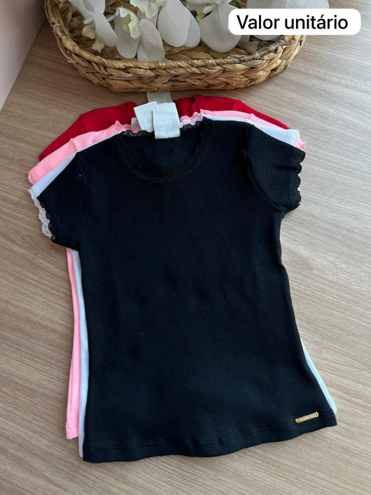 BLUSA MANGA CURTA CANELADO MENINA PULLA BULLA