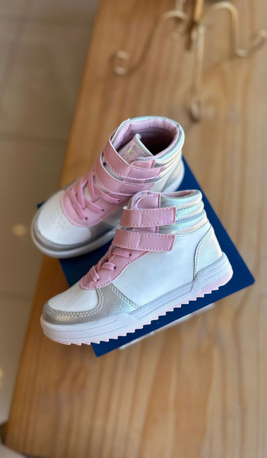 TENIS CANO ALTO COM CADARCO ELASTICO E DUPLO VELCRO METALIZADO MENINA XUA XUA PRO40