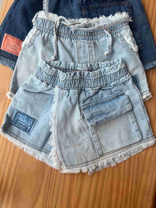 SHORT SAIA JEANS COM BOLSO E BARRA DESFIADA MENINA UP BABY
