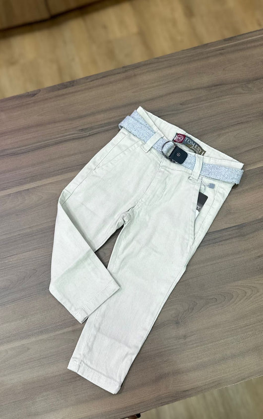 CALÇA SARJA COM CINTO BOLSO E AJUSTE INTERNO MENINO TOM ERY