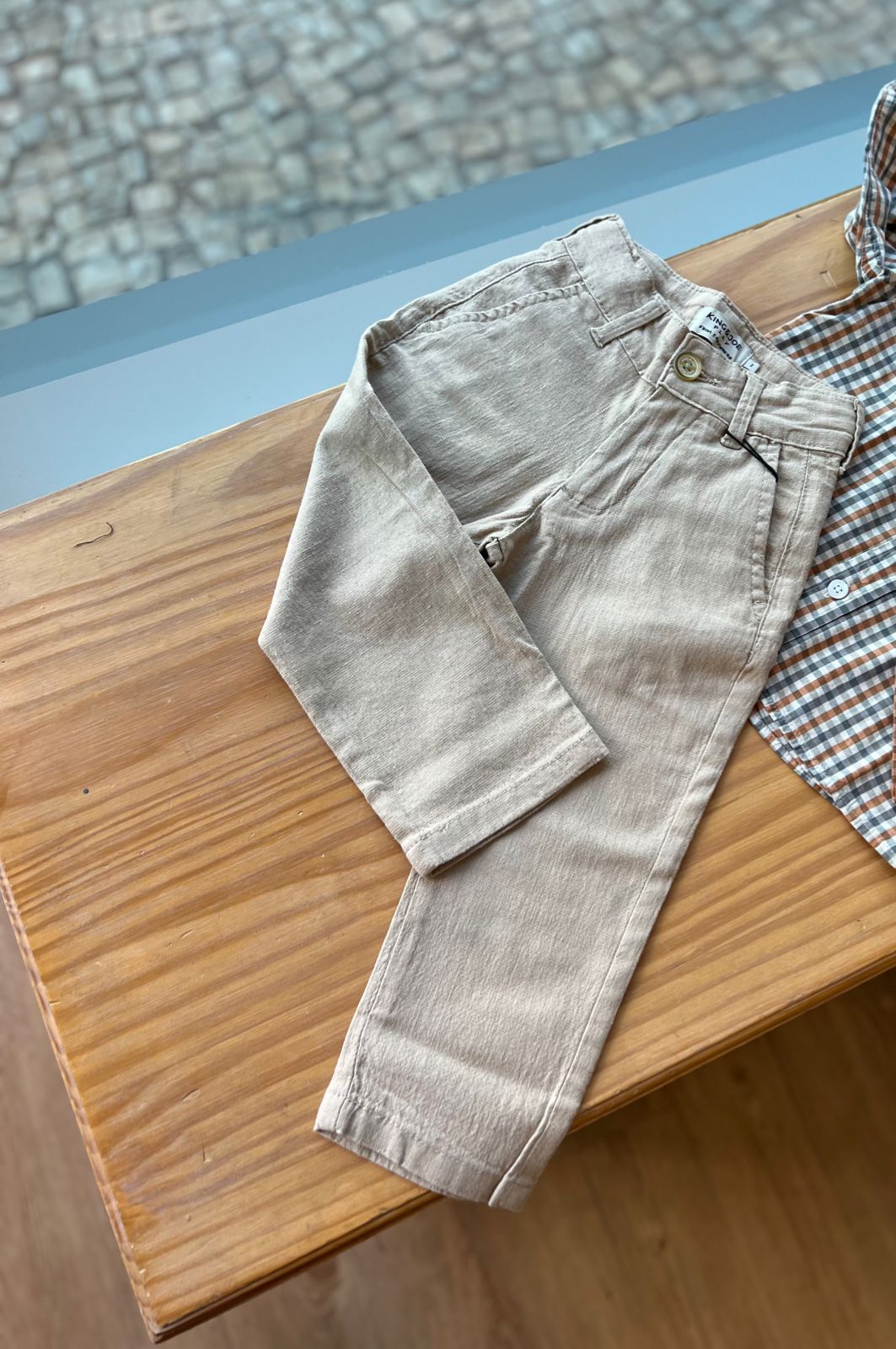 CALÇA SOCIAL EM LINHO PLAY SLIM COM BOLSO FACA MENINO KING&JOE