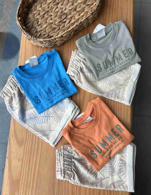 CONJUNTO CAMISETA MANGA CURTA SUMMER E BERMUDA MENINO PULLA BULLA