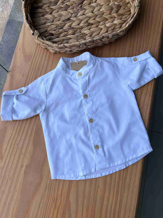 CAMISA MANGA LONGA GOLA PADRE BOTÕES MENINO BÁRBARA KIDS