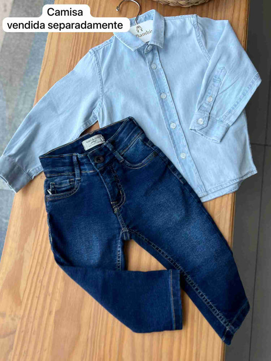 CALCA JEANS SKINNY COM BOLSOS AJUSTE INTERNO MENINO KING&JOE