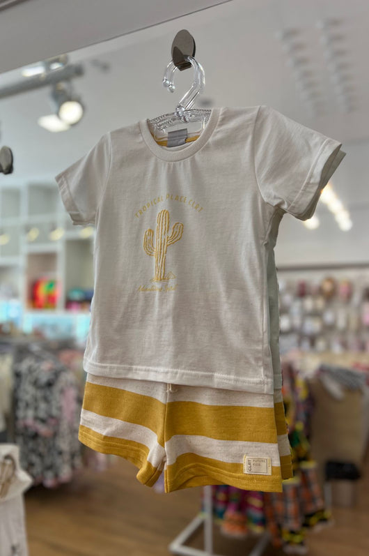 CONJUNTO CAMISETA MANGA CURTA CACTUS COM BERMUDA LISTRADA MENINO COLORITTÁ 20PRO50