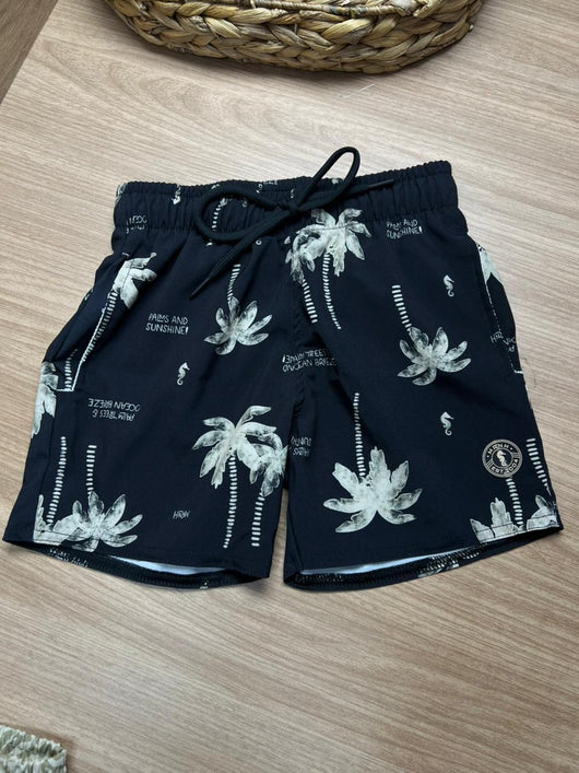 BERMUDA SHORT CORDÃO NYLON ILHAS COQUEIRO CAVALO MARINHO MENINO ONDA MARINHA