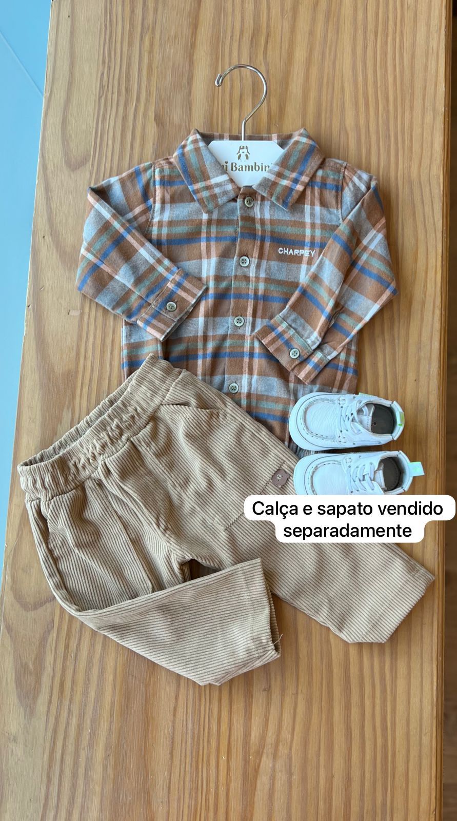 BODY CAMISA MANGA LONGA XADREZ FLANELADO COM BORDADO MENINO CHARPEY