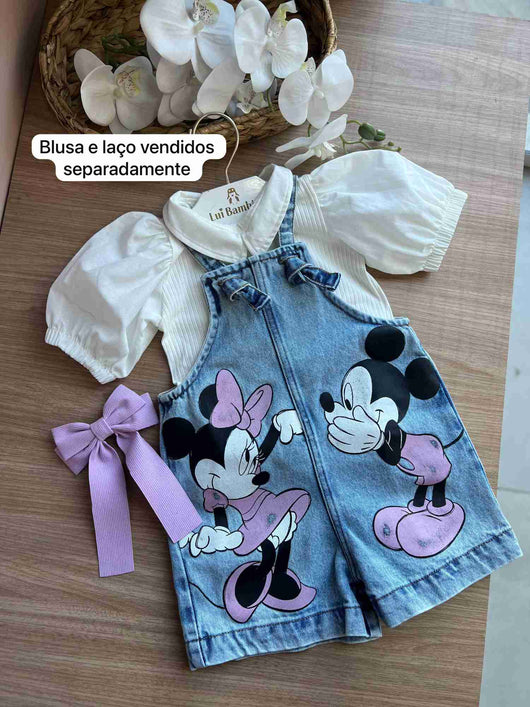 JARDINEIRA ALÇA MINNIE E MICKEY MENINA ANIME