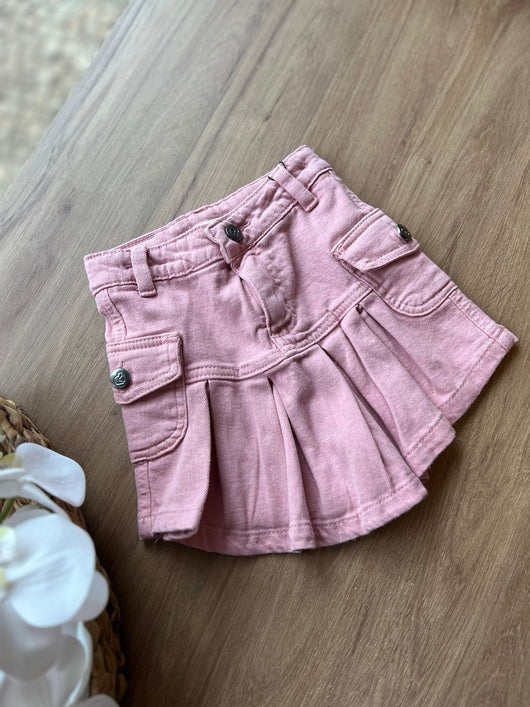 SHORT SAIA SARJA COM PREGAS AJUSTE INTERNO E BOLSOS FUNCIONAIS PLAY MENINA FAKINI