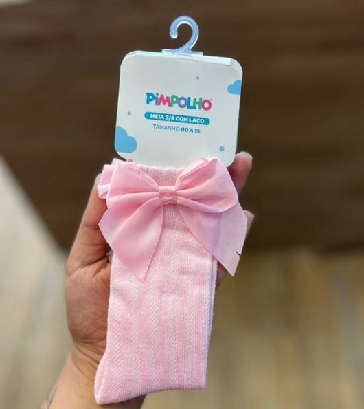 MEIA 3/4 COM LAÇO MALHA TRABALHADA MENINA PIMPOLHO
