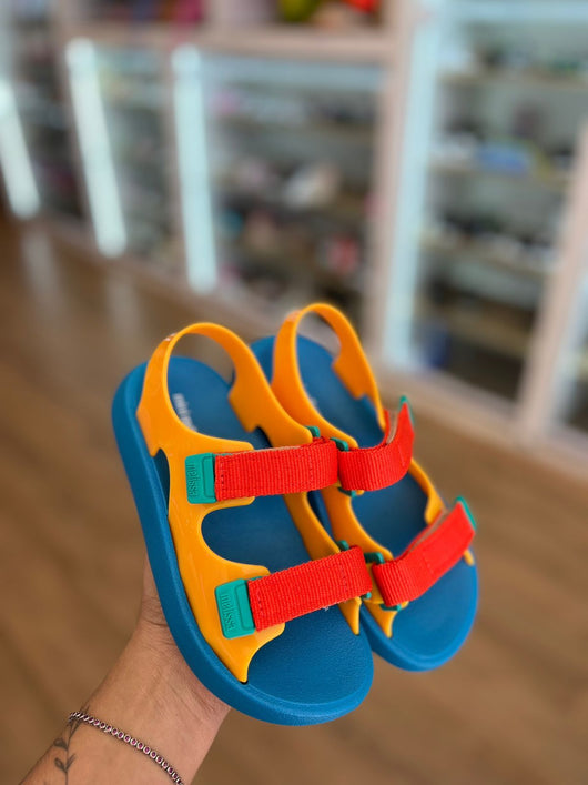 SANDALIA MINI MELISSA MIX COM DUPLO VELCRO MULTICORES MENINO MELISSA