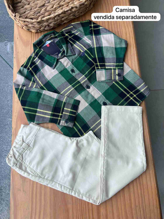 CALÇA SOCIAL OXFORD COM BOLSO AJUSTE E BORDADO MENINO POLO INFANTI