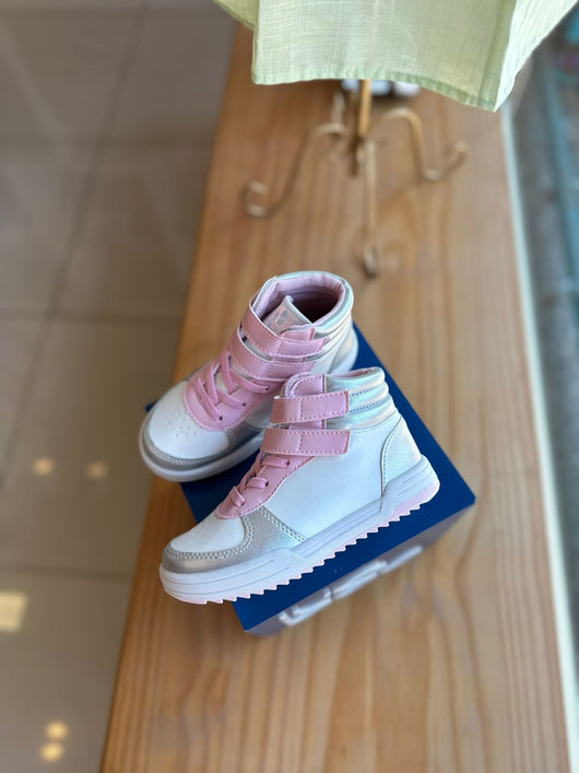 TENIS CANO ALTO COM CADARCO ELASTICO E DUPLO VELCRO METALIZADO MENINA XUA XUA PRO40